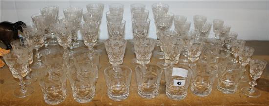 Edinburgh crystal glasses, etched with vines and other glass ware